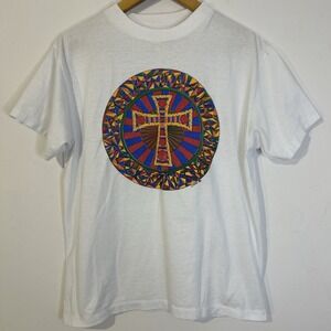 Vintage 90s Yes Jesus Cross Adult White T-Shirt Size Large